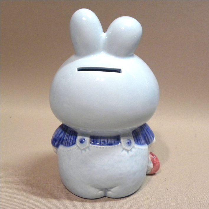 [ unused new goods ]1980 period that time thing ceramics fancy ... rabbit savings box ( old former times Vintage Showa Retro miscellaneous goods character )