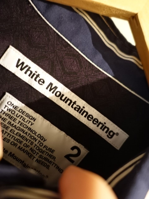 ホワイトマウンテニアリング　White Mountaineering 　21SS　ストライプ　ロング丈　シャツ　ネイビー　WM2171104 サイズ２　定価35200円_画像3
