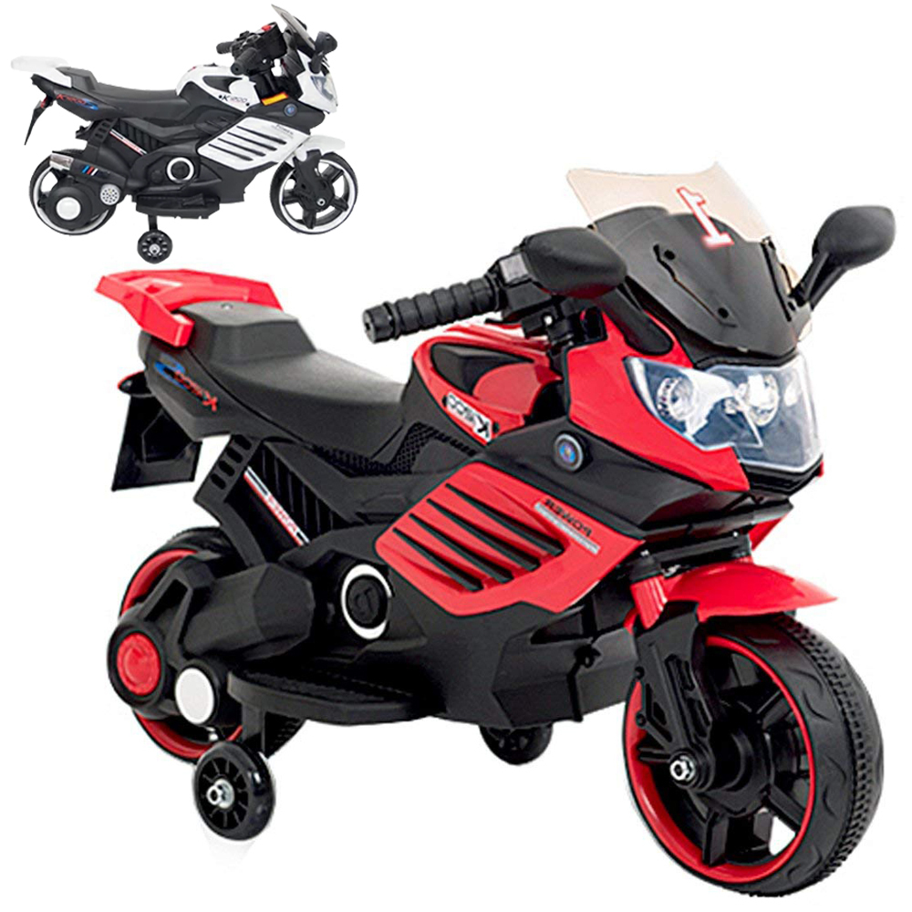 電動乗用バイク 「黒＆赤」 充電式 乗用玩具 レーシングバイク 子供用 三輪車 キッズバイク バイクCBK-061赤黒
