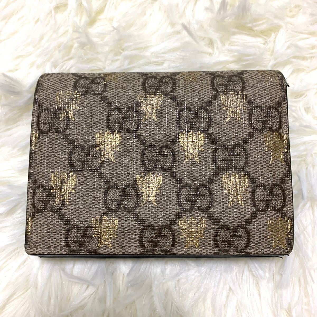 極美品 GUCCI グッチ GG スプリーム ビー 二つ折り財布 www.ndc.gov.af