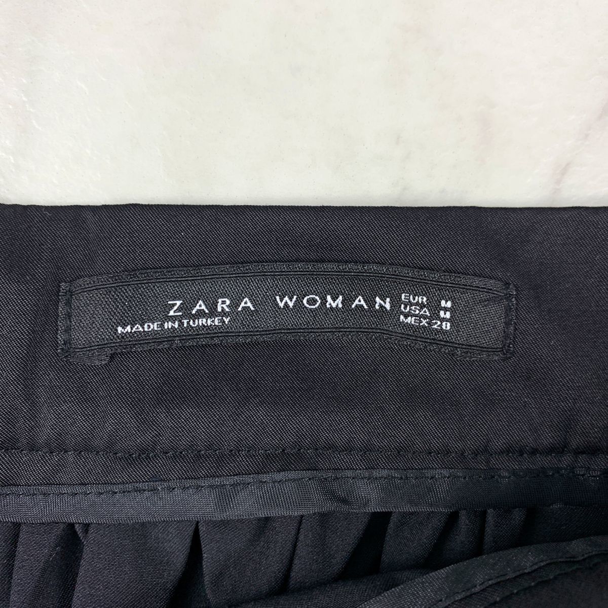ZARA WOMAN ザラ フレアスカート 膝丈 裏地なし ポケット付き レディース 黒 ブラック サイズM*KB1871_画像5