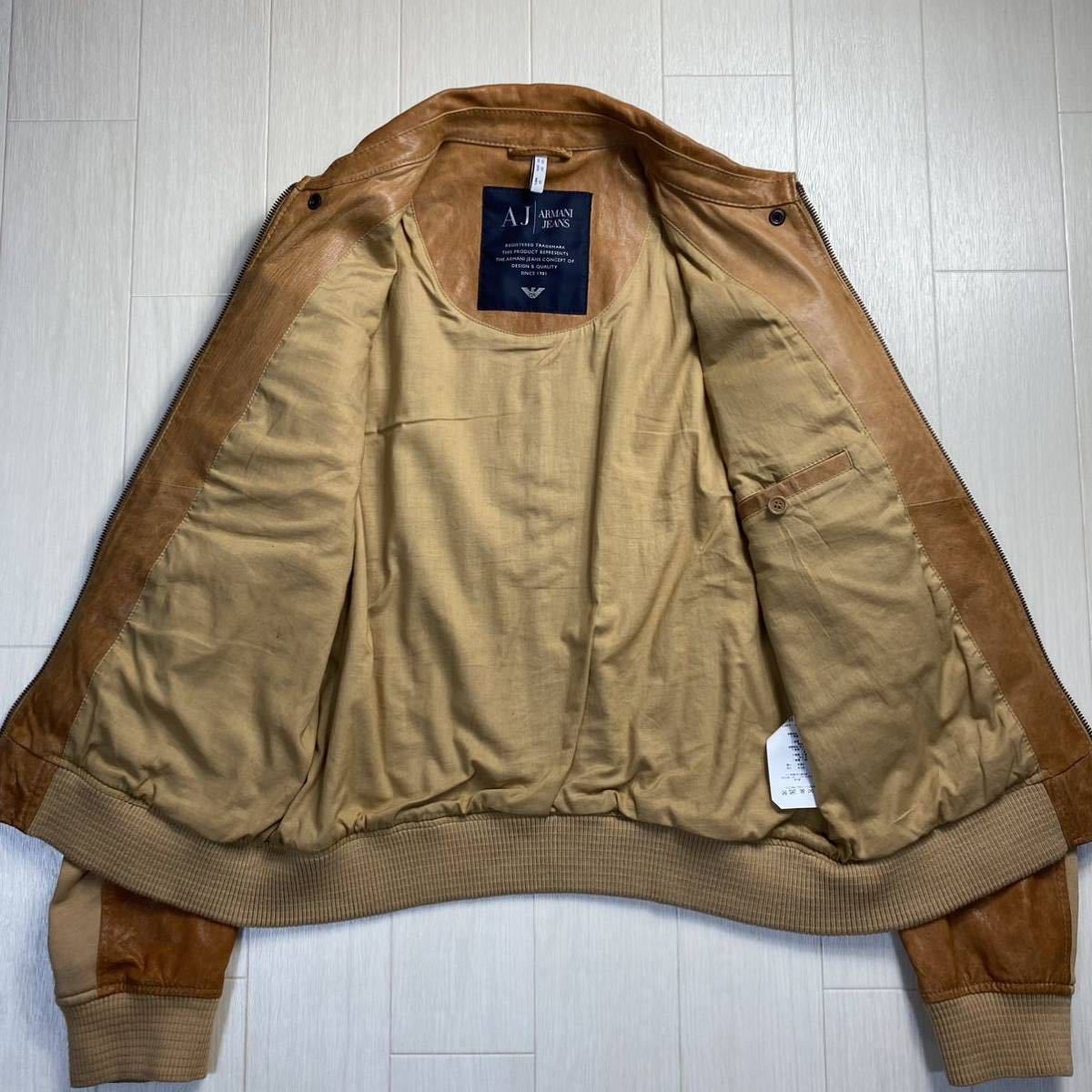 美品 アルマーニ レザー ラムスキン ジャケット 羊革 รายละเอียดสินค้าของ【アルマーニ/ARMANI JEANS】コットン切替え