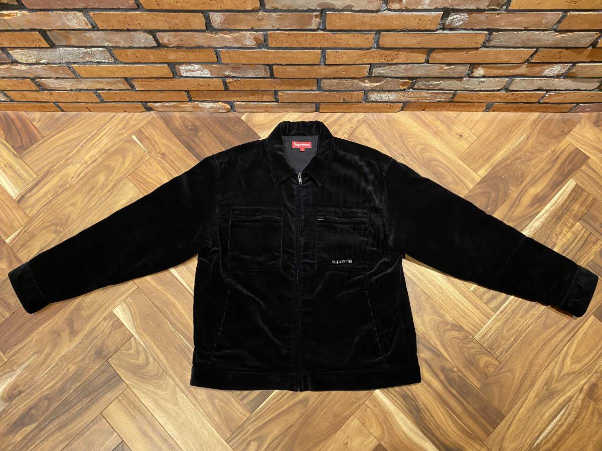 美品】 2021FW Supreme Corduroy Zip Jacket Black Large シュプリーム