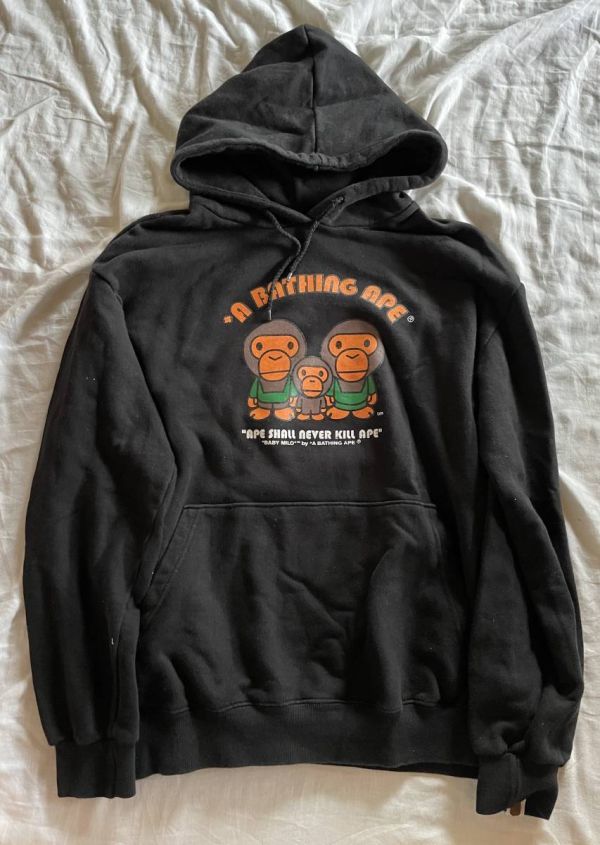 A BATHING APE BAPE マイロ パーカー 黒 M 長期保管品 アベイシング