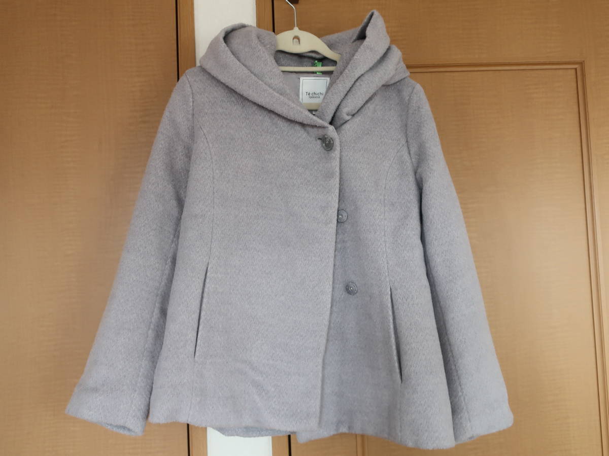  Te chichi Techichi размер свободный серый короткий пальто с капюшоном .