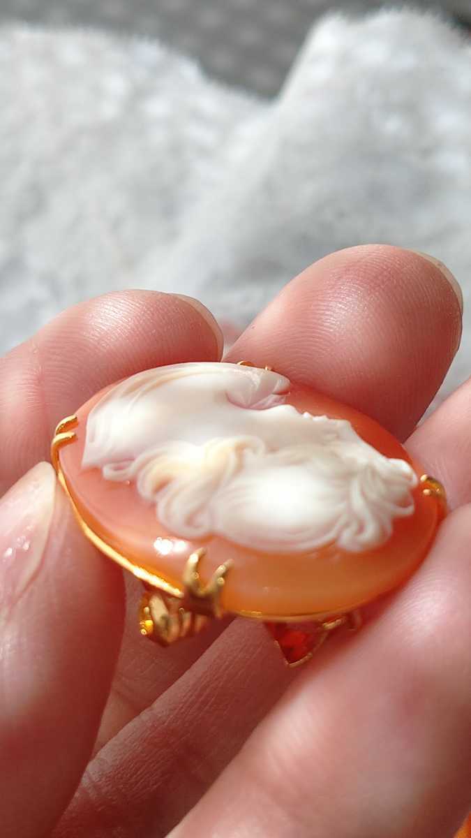 シェルカメオ CAMEO ブローチ 2WAY K18GP ヴィンテージ 美品