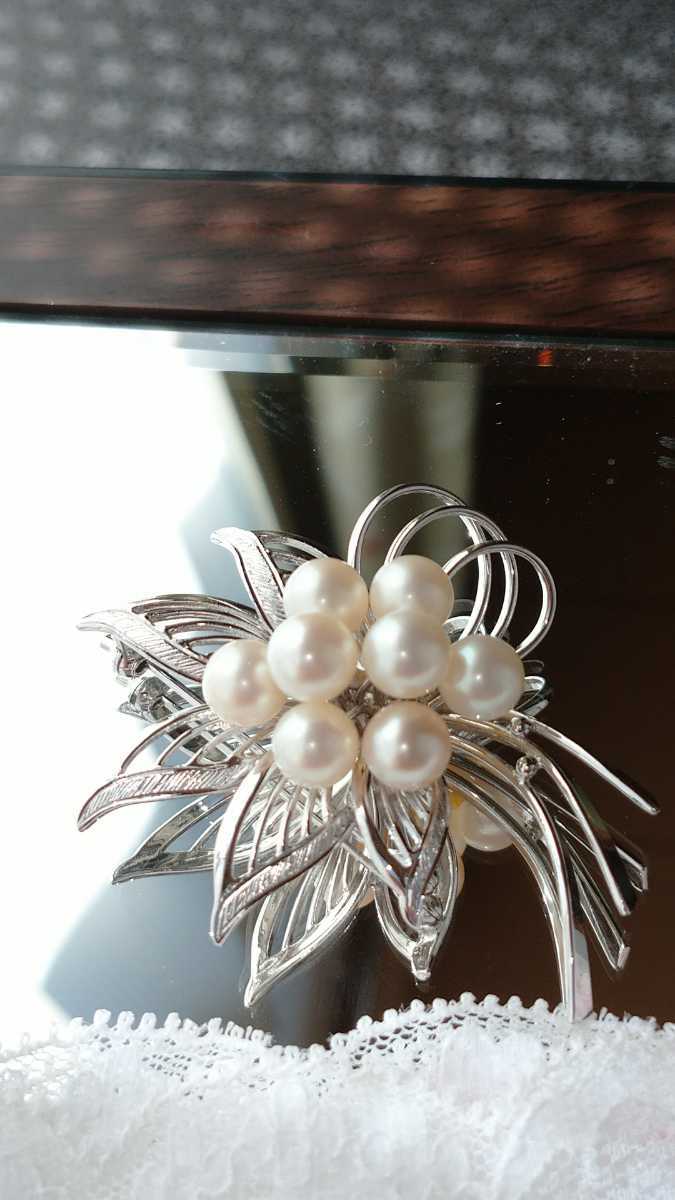 艶々アコヤ本真珠 ブローチSTEARING シルバー パールブローチの画像1