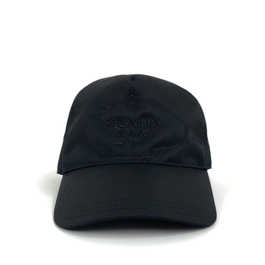 未使用品 PRADA プラダ キャップ 帽子 ロゴ ナイロン M ネロ 黒 ブラック 1HC179 2DMI F0002
