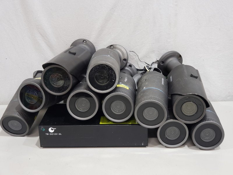 【即納&大特価】 LEDカメラ 屋外一体型IR SAMSUNG [現状品] SCO-2080N (1) 動作確認済み 1台 TB-DC12V-9L カメラ用DC電源 TBEYE + 10台 防犯カメラ
