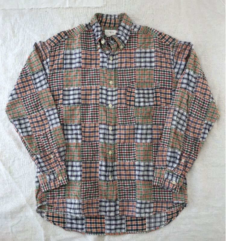 90s J.CREW vintage B.D shirt ジェイクルー 巨人タグ マドラスチェック シャツ アメリカ ビンテージ 柄 チェック ネルシャツ ボタンダウン