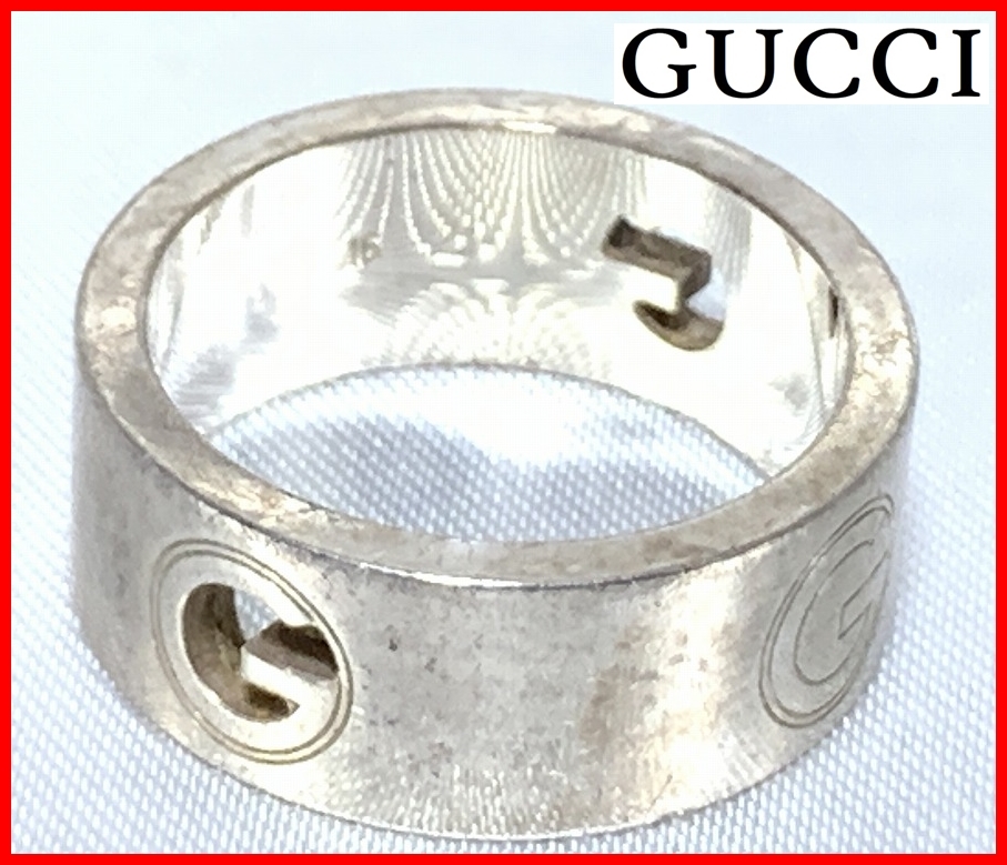 即決 GUCCI グッチ シルバーリング 15号 SV925 8.9g レディース メンズ 9.12