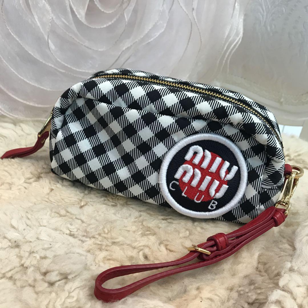 ☆未使用に近い☆ミュウミュウ ポーチ ギンガムチェック miumiu club
