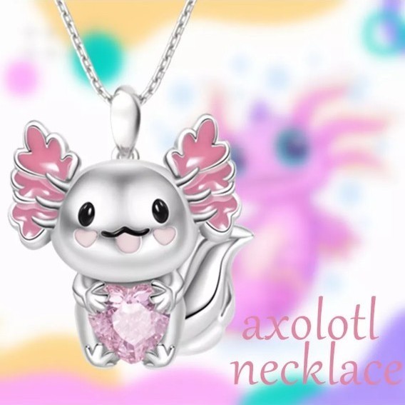 大人気 ネックレス ウーパールーパー 可愛い axolotl  ピンク