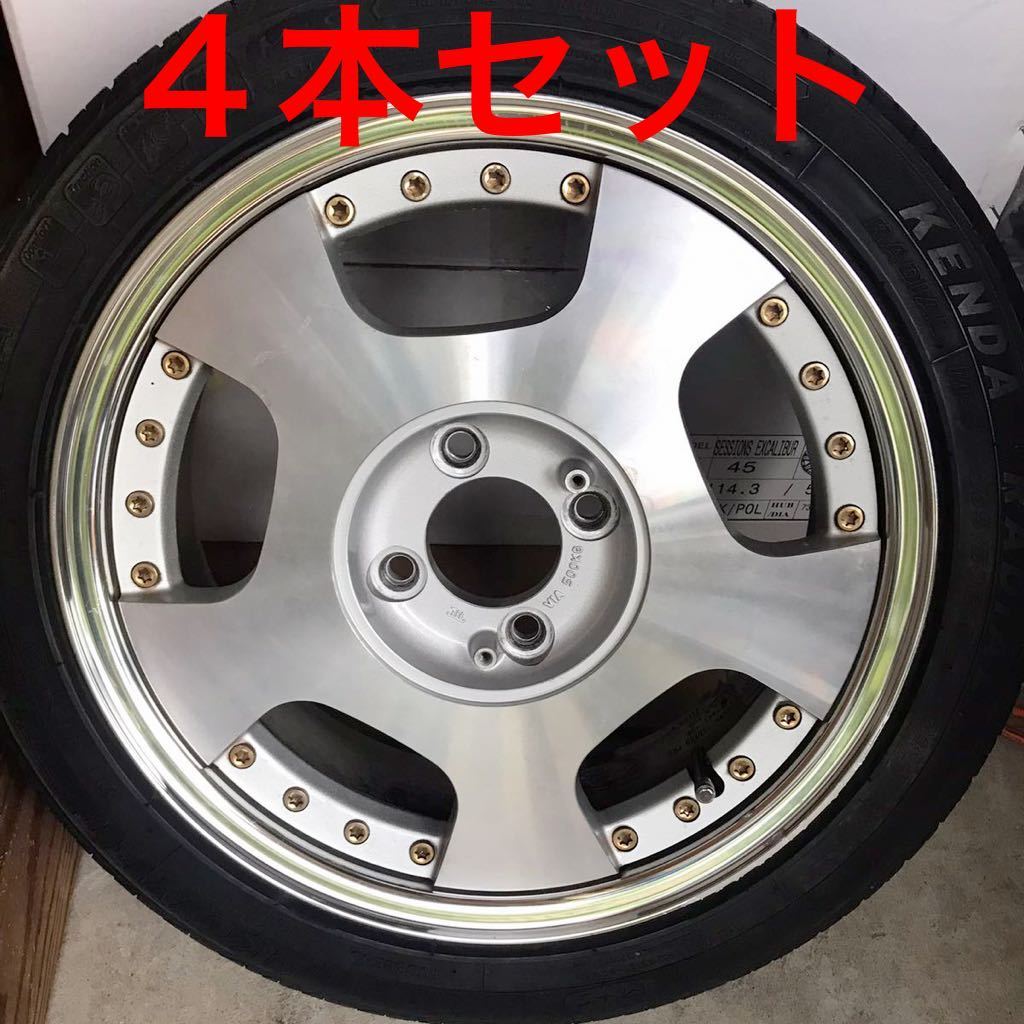 ホイールタイヤ4本セット 15インチ　ゴールドピアス　タントワゴンRミラムーヴモコ軽自動車軽トラックworkユーロラインディッシュ？ワーク_４本セット　ホイールタイヤ