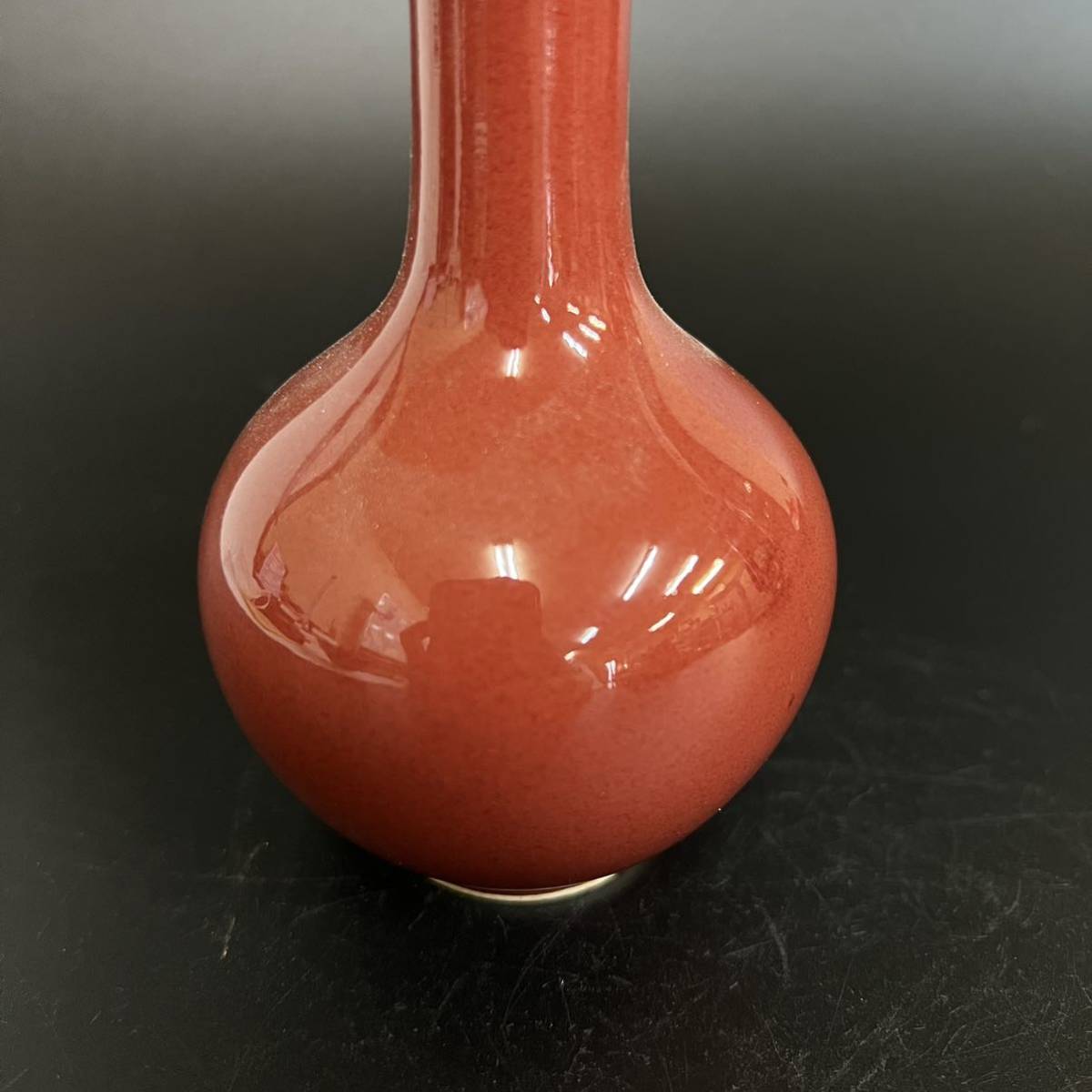 中国美術 古美術 陶磁器 紅釉花入 辰砂 花瓶 赤釉 美術品-