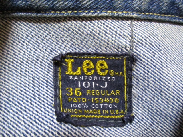 Lee Lee 60s~70s чёрный бирка 101J Denim жакет G Jean 36 REG Vintage 
