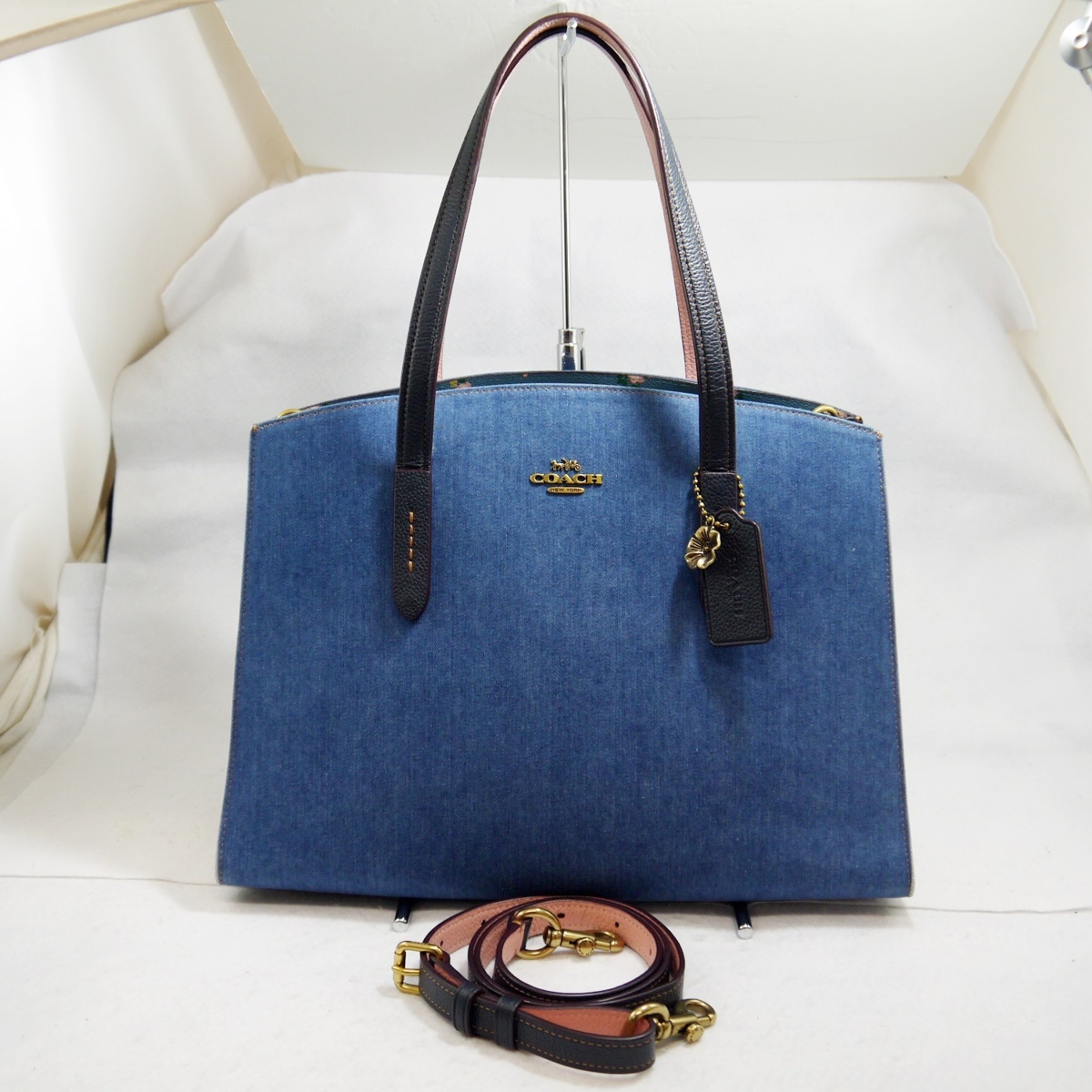 USED品・保管品 COACH コーチ 28898 2wayバッグ デニム フラワー