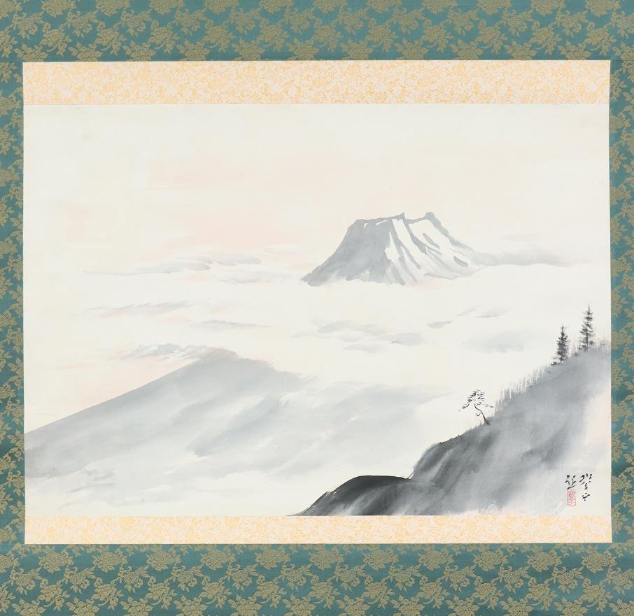 [ genuine work ]* large tree Toyohira * Mt Fuji * Japanese picture * Chiba prefecture * autograph * paper book@* hanging scroll *r121