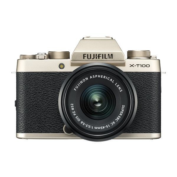  б/у 1 год гарантия прекрасный товар FUJIFILM X-T100 линзы комплект XC 15-45mm OIS PZ золотистый, цвет шампанского 