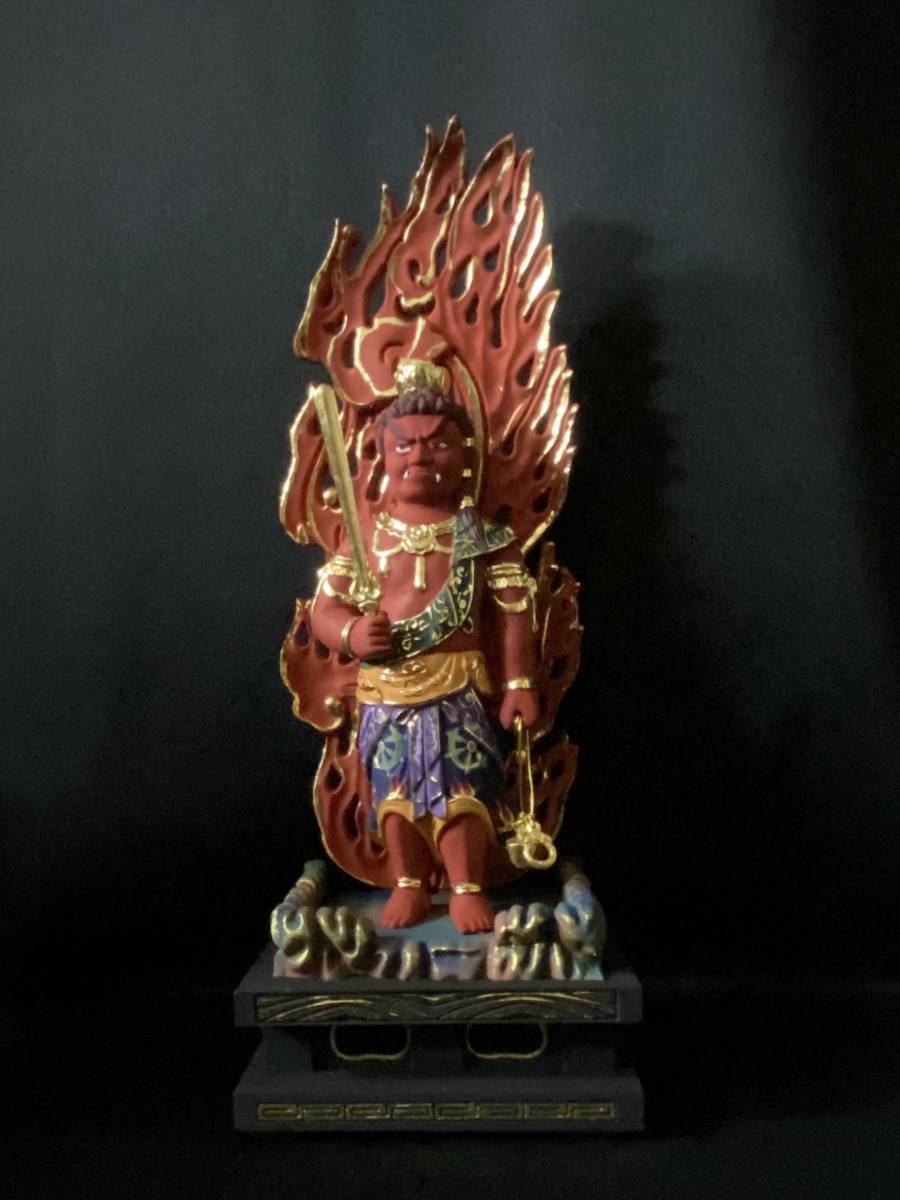 最高級 総ケヤキ材 仏教工芸品 彩繪 本金 切金 木彫仏教 精密彫刻 仏師 全国配送無料 最高級 木彫仏像 大元帥明王立像 彫刻 彩繪 本金 切金 天然木檜材 彫刻/オブジェクト
