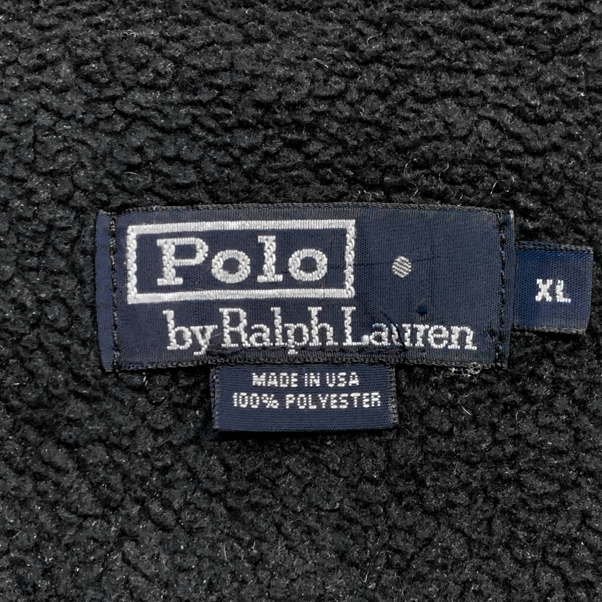ビンテージ、レア! POLO Ralph Lauren ポロ ラルフローレン プルオーバーフリースジャケット 黒 1990年代USA製 size XL ハーフジップ RRL_希少な1990年代USA製のオールドポロです。