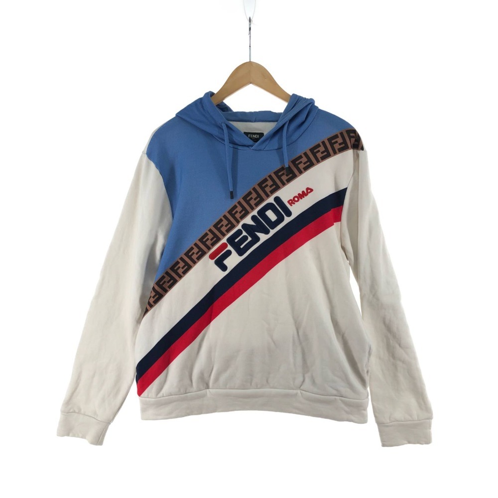 最新最全の FENDI FILA コラボ パーカー フーディー L 水色 レア 1017