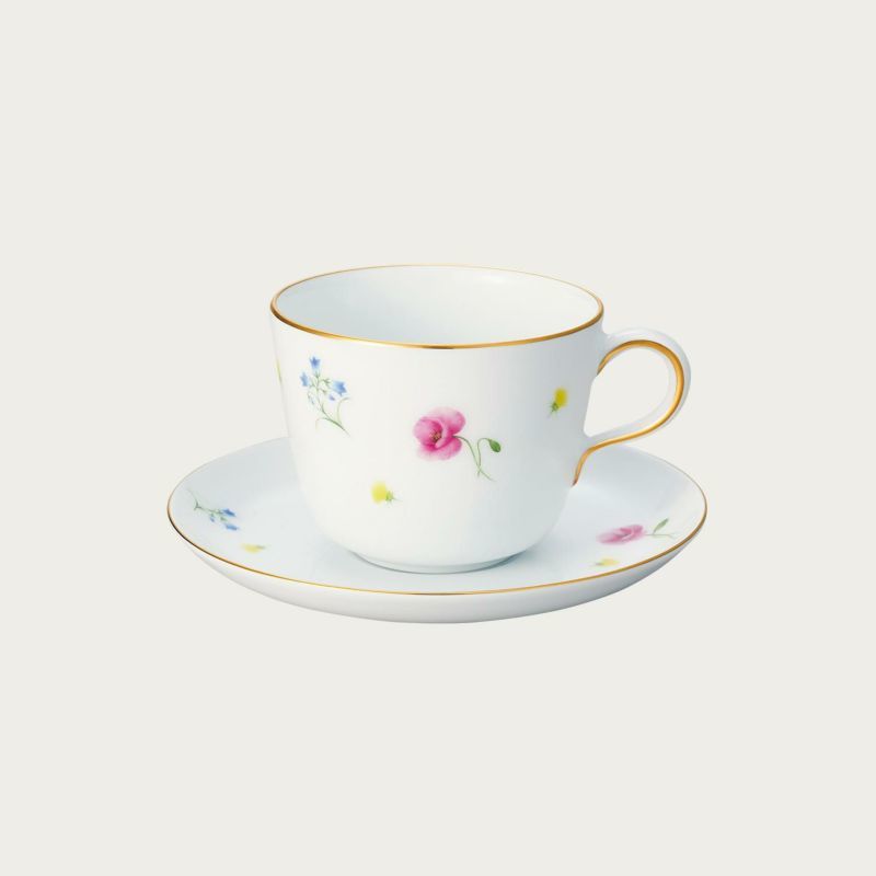 大倉陶園! ☆ブルーローズ・モーニング碗皿ペア(8211/26cr)☆ 新品 マグカップ 紅茶 ミルク ラテ エスプレッソ ギフト