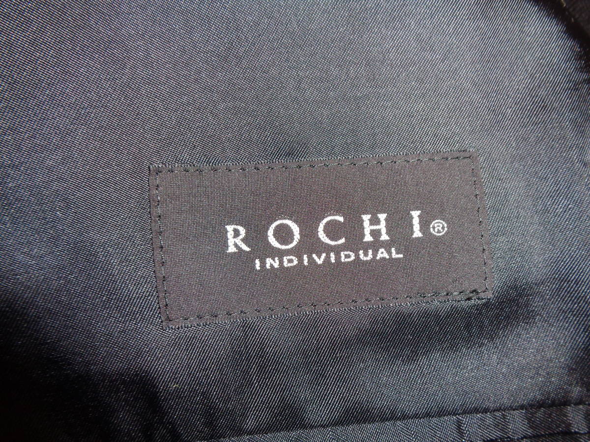 b1136◆ROCHI 3釦 シングルスーツ◆ロッチ 94-78-175 94Y6 ダークグレー色 綾織 毛100％ 背抜き サイドベント ワンタック 4I_画像7