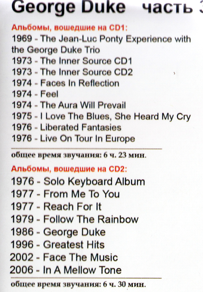 【MP3-CD】 George Duke ジョージ・デューク Part-3-4 2CD 17アルバム収録_画像3