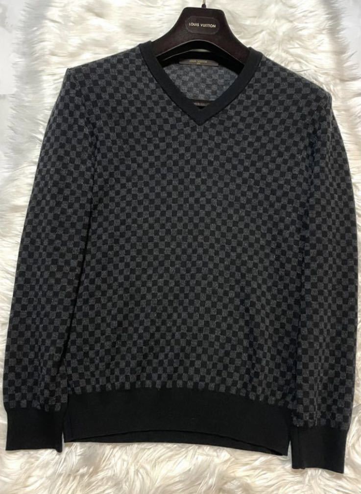 【超美品1円〜】ルイヴィトン ダミエグラフィット Vネック ブラック×グレー セーター XS Tシャツ ジャケット 