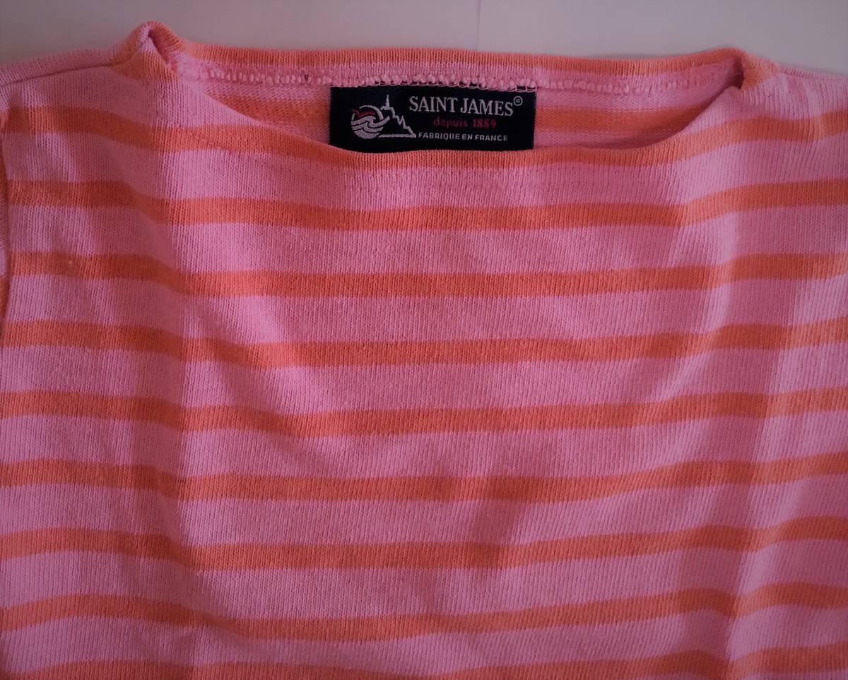 ◇SAINT JAMES 4 バスクシャツ ピンク/オレンジ ボーダー 長袖 フランス製 セントジェームス 綿100% ORCHIVAL LEMINOR RHC ルミノア BEAMS_画像2