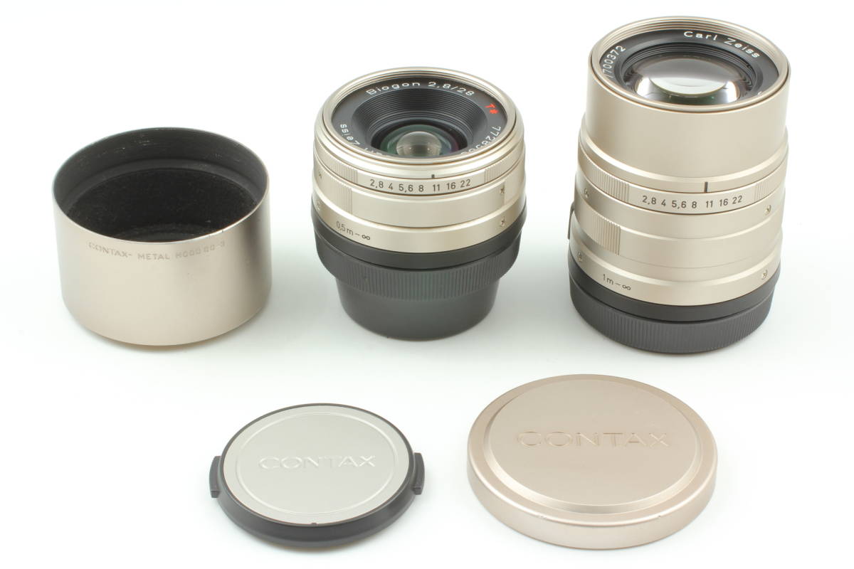 美品】Contax Carl Zeiss Biogon 28mm + Sonnar 90mm f2.8 Lens Set G1