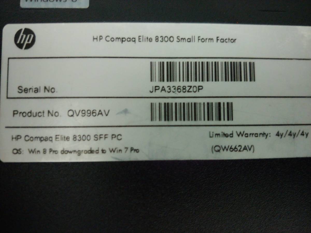 ☆hp デスクトップパソコン HP Compaq Elite 8300 Small Factor+NEC