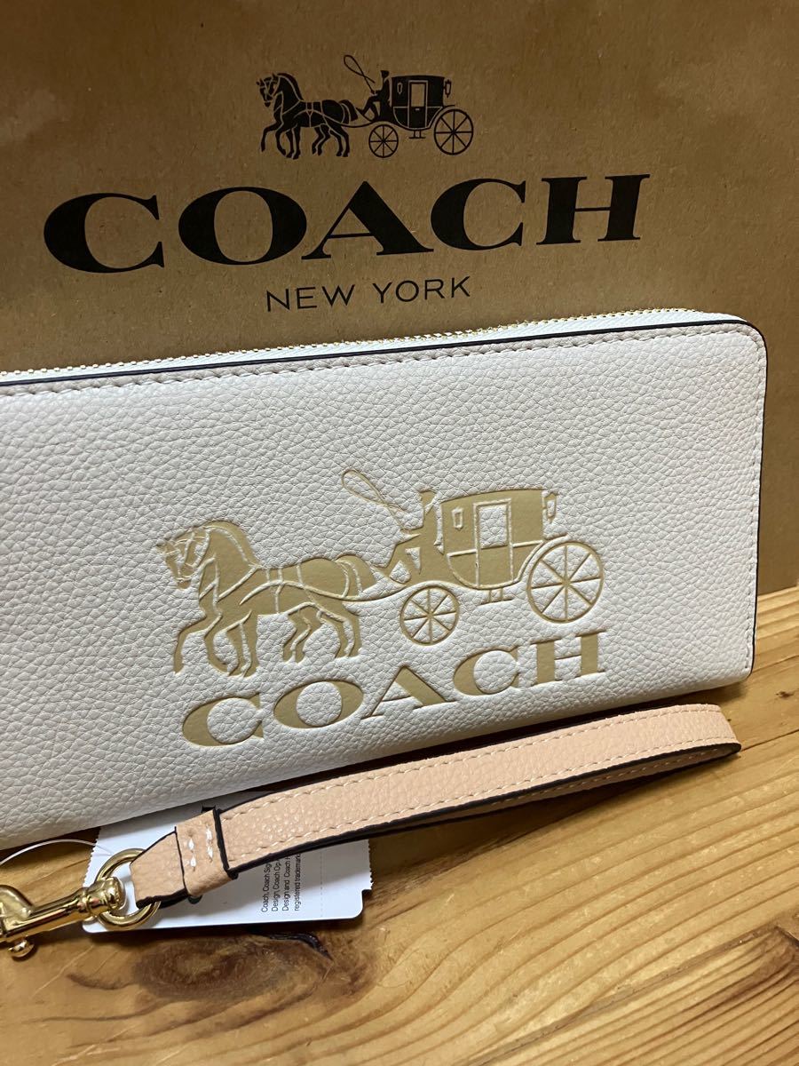 COACH 長財布 馬車 ホワイト イエロー ストラップ Yahoo!フリマ（旧）-