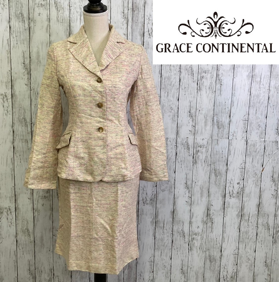 GRACE CONTINENTAL★グレースコンチネンタル★シルクブレンド スーツ セットアップ★サイズ38　7-90