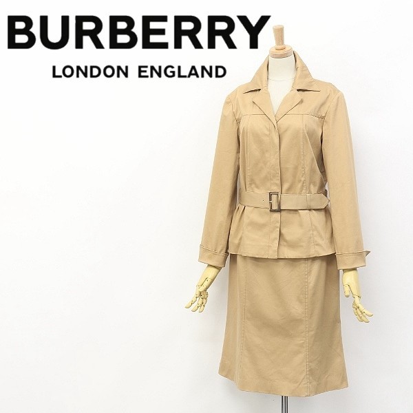 国内正規品◇BURBERRY LONDON バーバリー ロンドン ストレッチ ベルテッド ジャケット＆スカート スーツ セットア ファッション  ブランド別 は