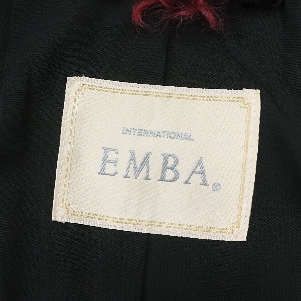 ◆EMBA エンバ ラムファー 毛皮 デザインカラー コート ブラック×ワインレッド 11_画像5