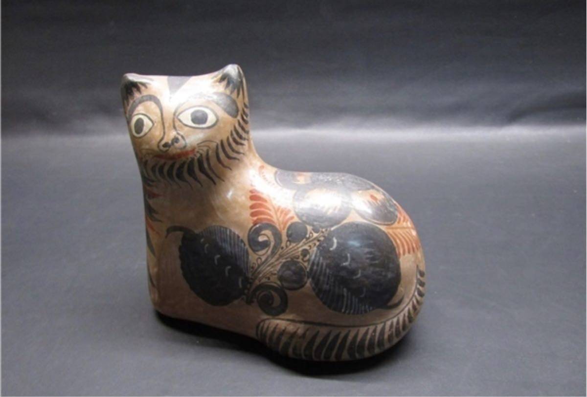 ☆※前Hb1☆80 ビンテージ メキシコ トナラ焼き?猫の陶器オブジェネコ民