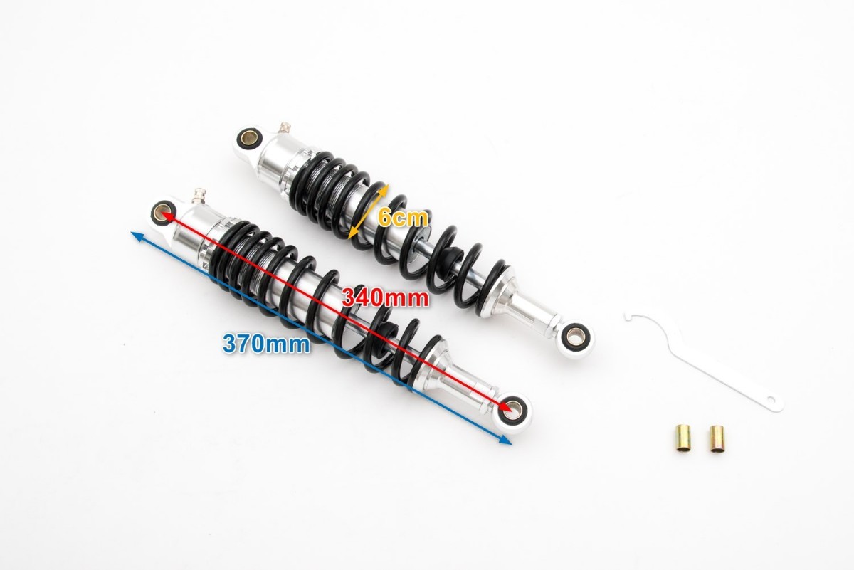 340mm リアサスペンション ショック 黒×銀 汎用 旧車 ゼファー B205