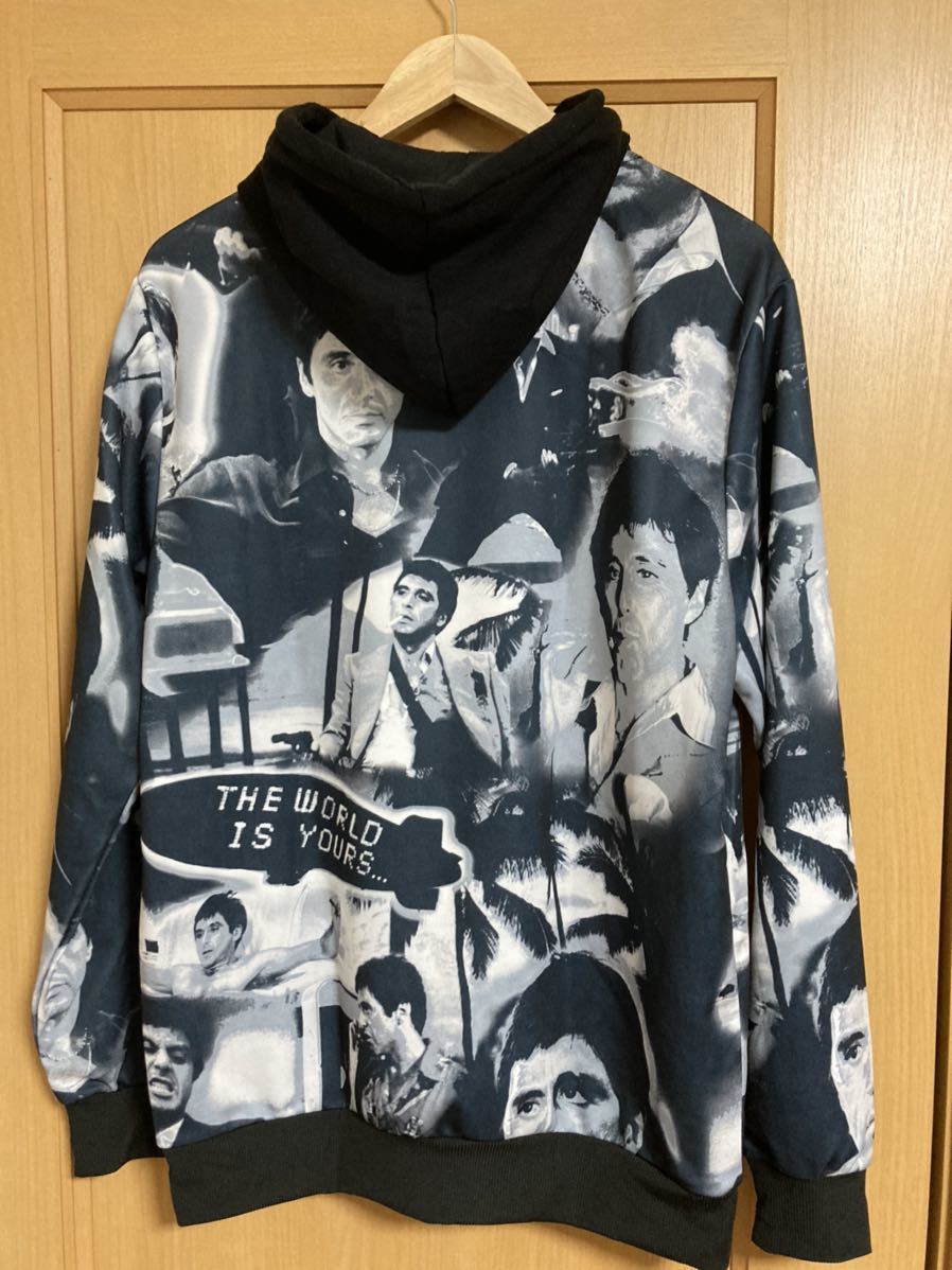 美中古 US直輸入 REASON BRAND Scarface Collab Collage Allover Print Al Pacino Hoodie Mサイズ リーズン スカーフェイス パーカー_画像6