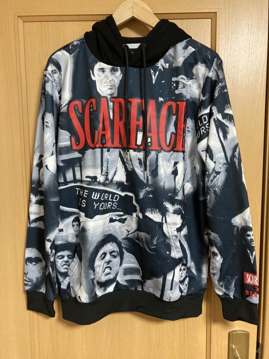 美中古 US直輸入 REASON BRAND Scarface Collab Collage Allover Print Al Pacino Hoodie Mサイズ リーズン スカーフェイス パーカー_画像5