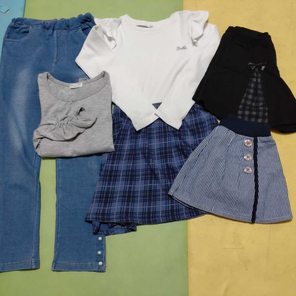 送料無料 サイズ130 まとめ売り パンツ ワンピース パンツスカート キュロット スカート ズボン 女の子 秋服 トップス セット