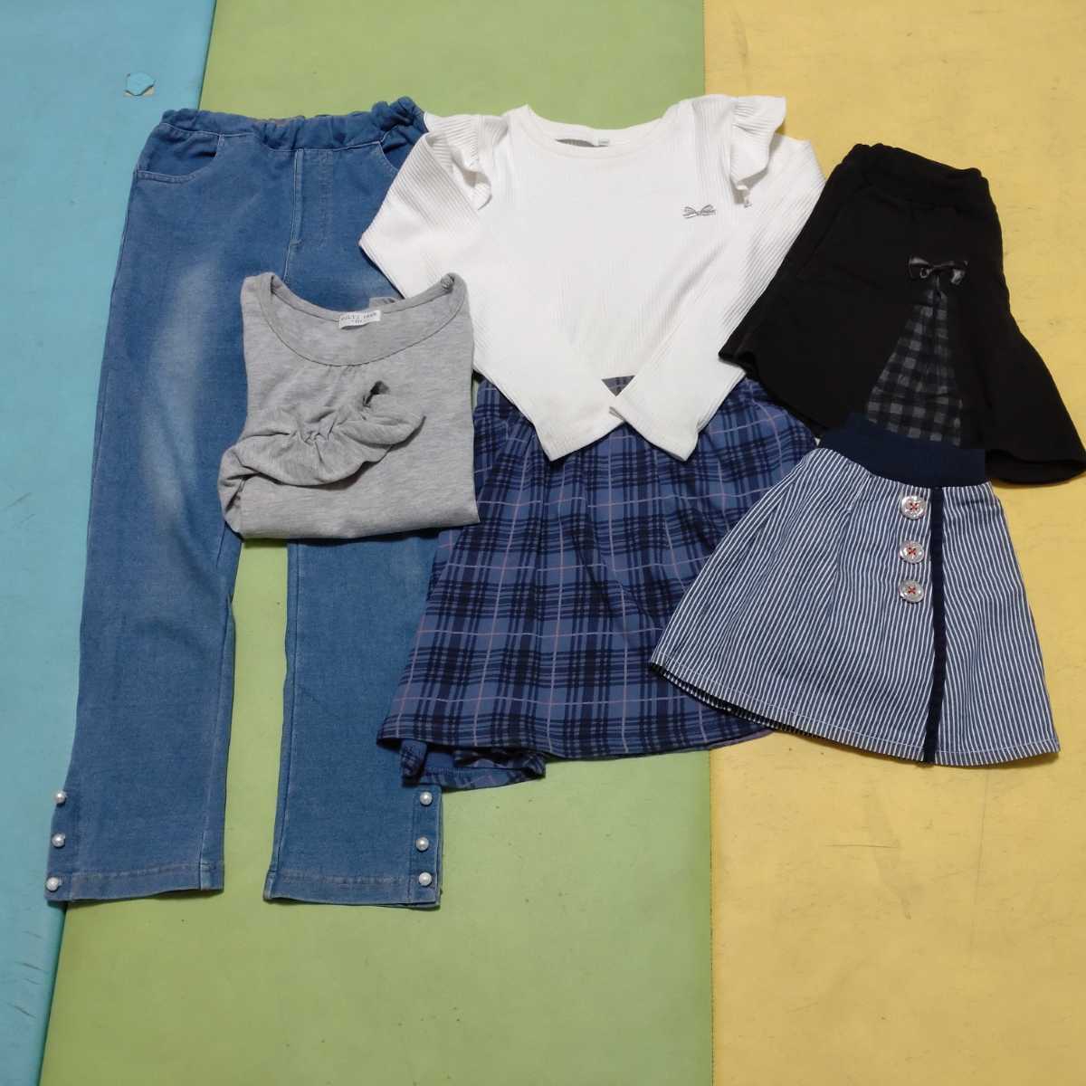 送料無料 サイズ130 まとめ売り パンツ ワンピース パンツスカート キュロット スカート ズボン 女の子 秋服 トップス セット