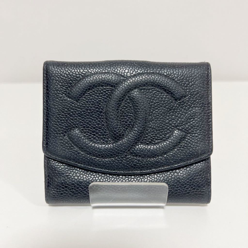 良品✨】 CHANEL シャネル 二つ折り財布 ココマーク レザー 黒 | 鑑定