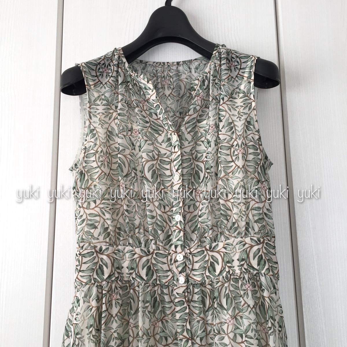 ANAYI シフォンリーフプリント ノースリーブワンピース | joywithjay.com