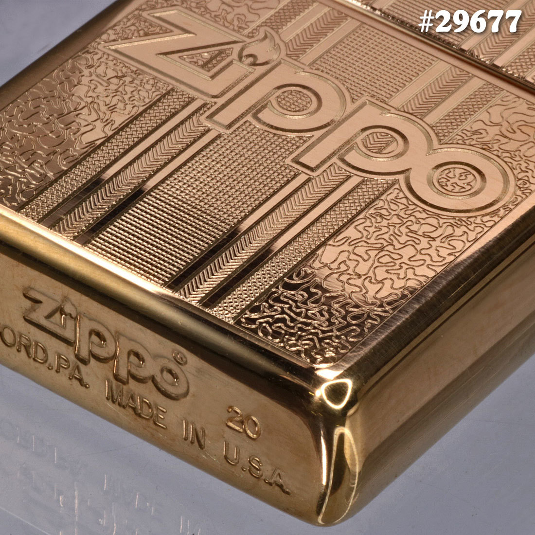 ZIPPO(ジッポーライター) Logo Pattern　ハイポリッシュ・ブラス　#29677 【ネコポス対応】_ZIPPO(ジッポーライター) Logo Pattern