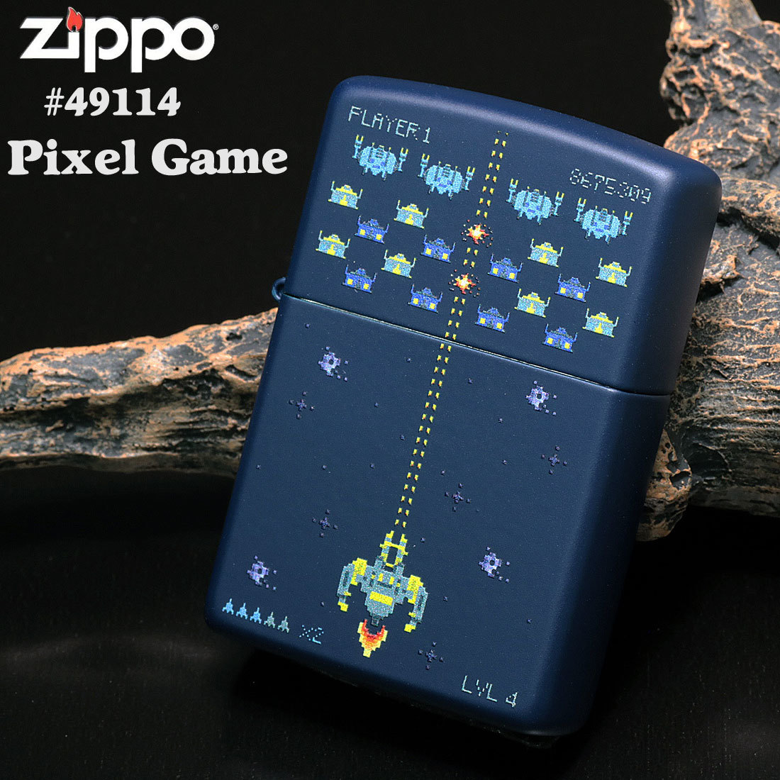 zippo(ジッポーライター) Pixel Gme ピクセルゲーム　#249114　ネイビーマット【ネコポス対応】_画像2