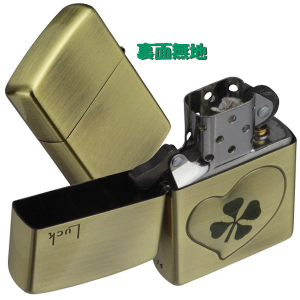 ZIPPO(ジッポー) 四つ葉 本物のクローバー 【Luck】 真鍮古美【ネコポス対応可】_ZIPPO(ジッポー) 四つ葉 本物のクローバー