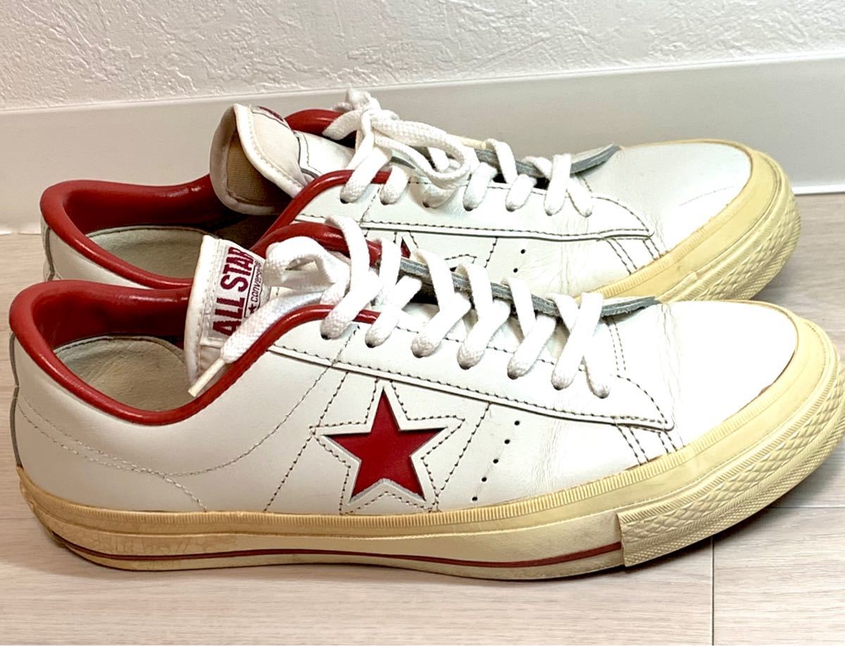 日本製 CONVERSE ワンスター レザー 白赤星 ホワイトレッド 日本製 CONVERSE ワンスター レザー 白赤星 ホワイトレッド