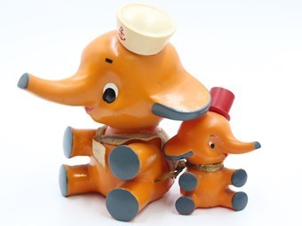 【ト静】★ 佐藤製薬 ソフビ サトちゃん 水兵帽 おすわり 約18cm 赤いシルクハット さとチャン 約11cm GC727GCG60